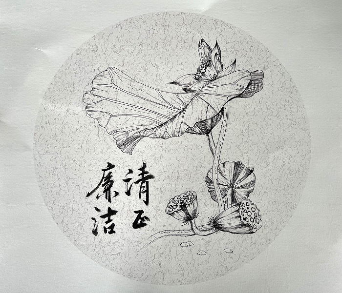 5490957B017EBF009C118062F334D5F6王春怡線(xiàn)描作品：蓮韻廉意.jpg